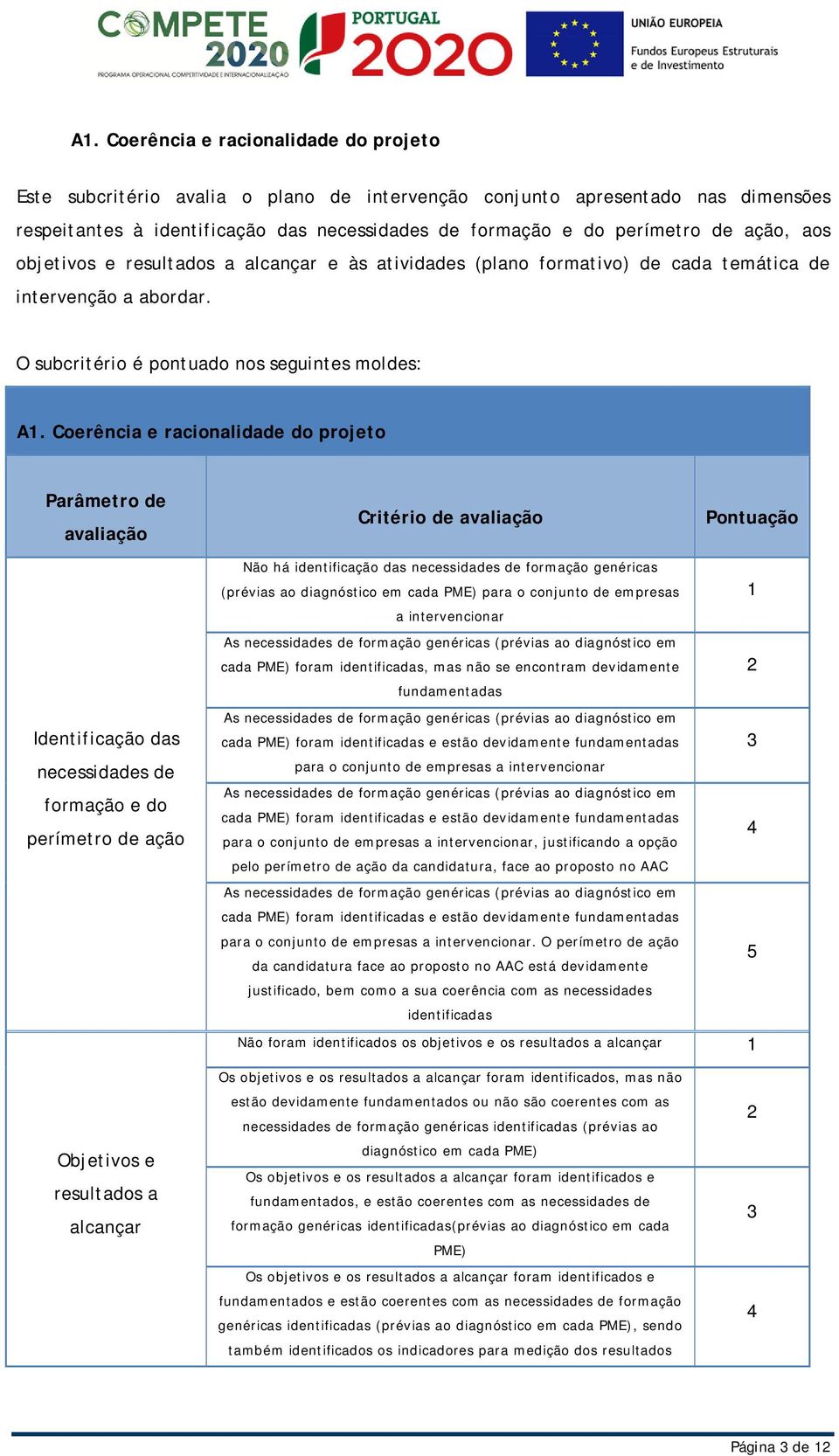 Coerência e racionalidade do projeto Critério de Identificação das necessidades de formação e do perímetro de ação Não há identificação das necessidades de formação genéricas (prévias ao diagnóstico