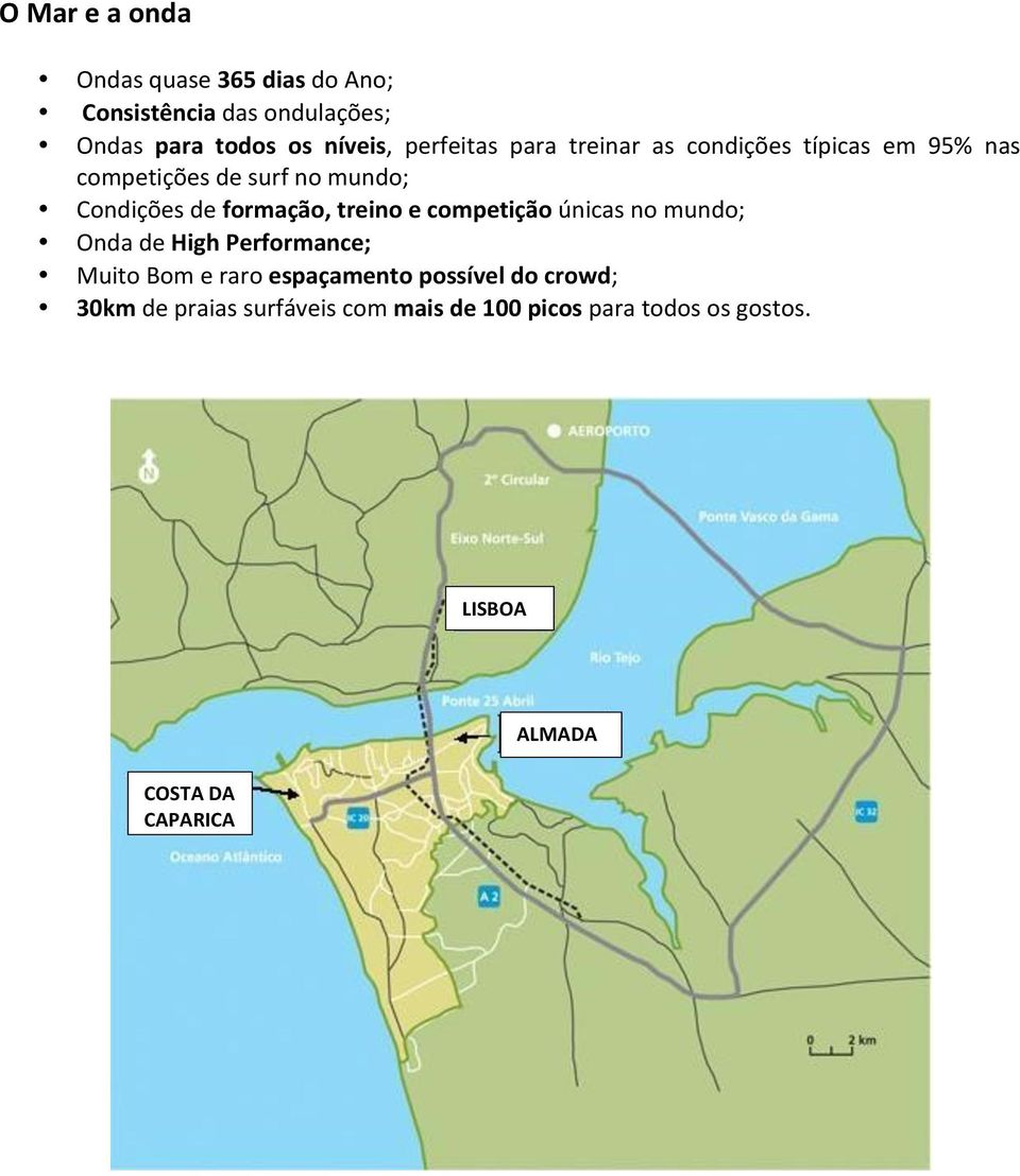 formação, treino e competição únicas no mundo; Onda de High Performance; Muito Bom e raro espaçamento