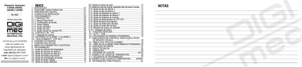 ..01 5 - FUNCIONAMENTO...03 5.1. CONTROLE PID...03 5.1.1. Banda Proporcional...04 5.1.2. Centralização da banda...04 5.1.3. Tempo integral...04 5.1.4. Tempo derivativo...04 5.1.5. Tempo de ciclo...04 5.1.6.