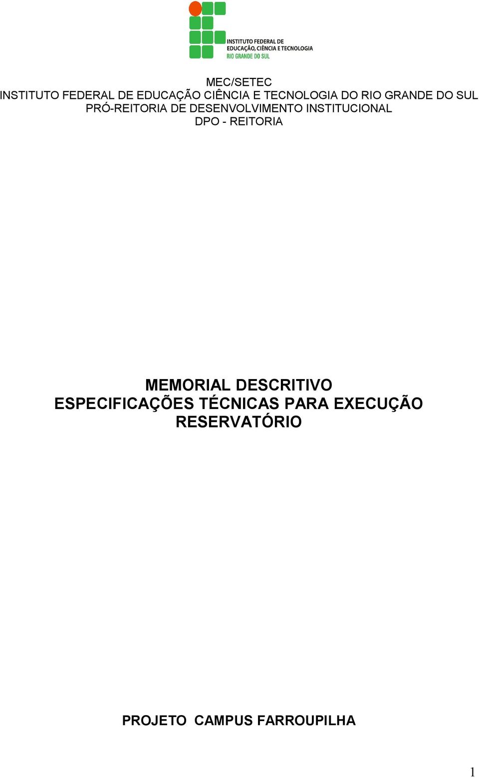 INSTITUCIONAL DPO - REITORIA MEMORIAL DESCRITIVO