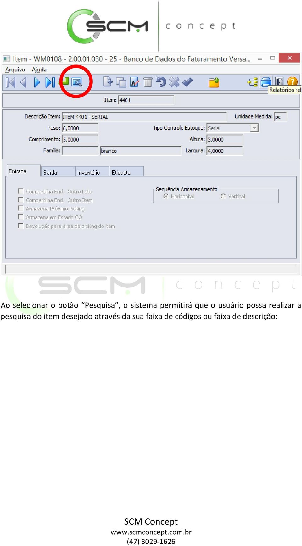 realizar a pesquisa do item desejado