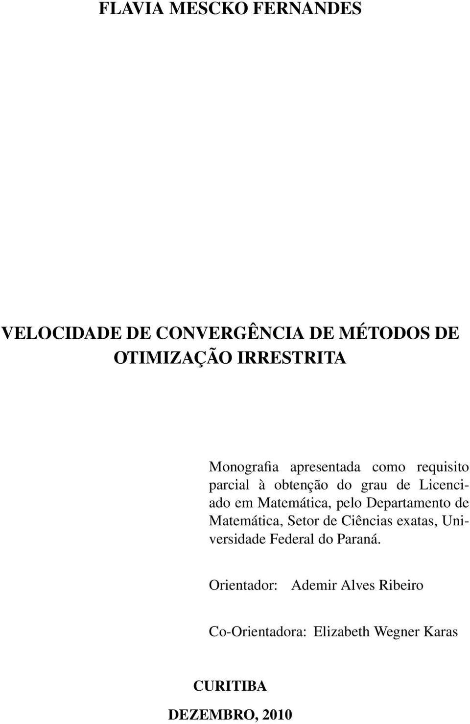 Matemática, pelo Departamento de Matemática, Setor de Ciências exatas, Universidade Federal