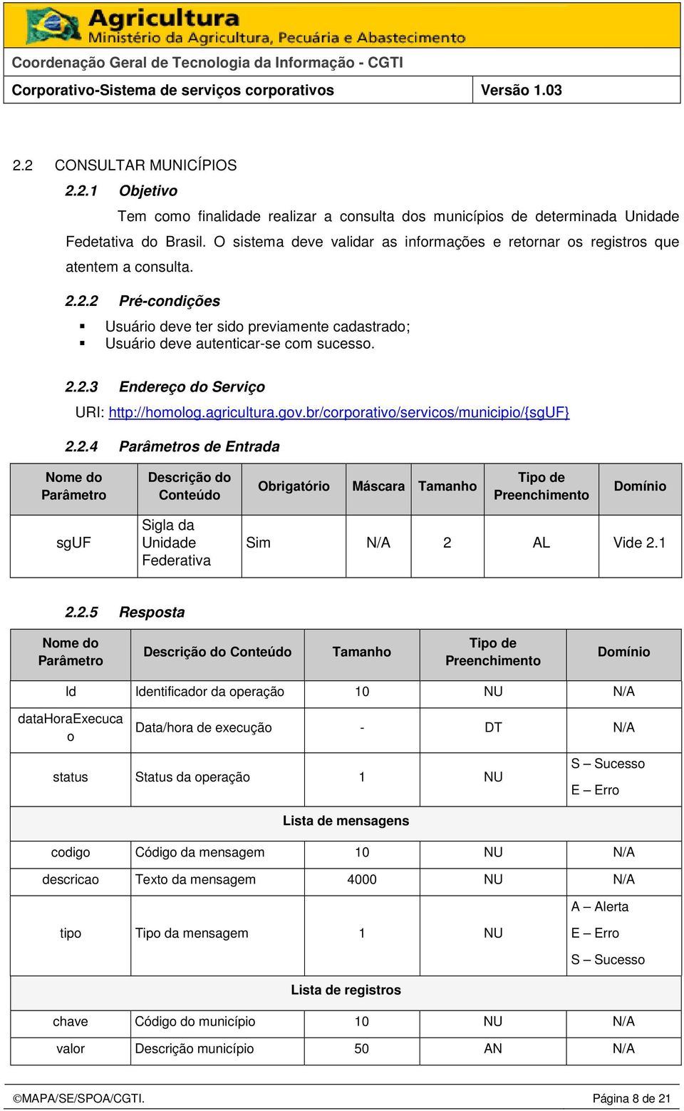 agricultura.gov.br/corporativo/servicos/municipio/{sguf} 2.