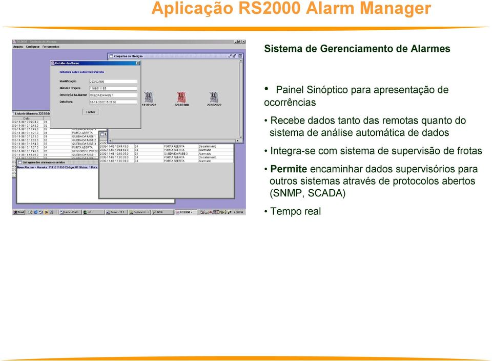 automática de dados Integra se com sistema de supervisão de frotas Permite encaminhar