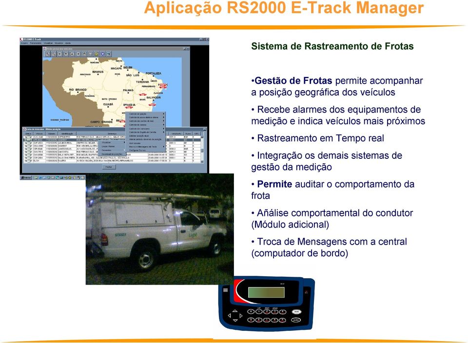 Rastreamento em Tempo real Integração os demais sistemas de gestão da medição Permite auditar o comportamento