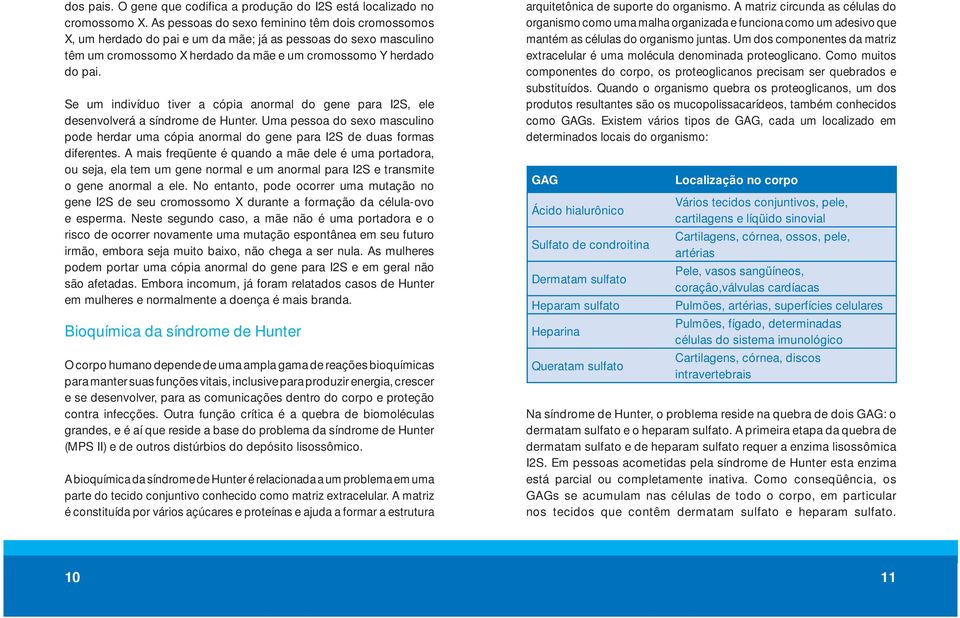 Se um indivíduo tiver a cópia anormal do gene para I2S, ele desenvolverá a síndrome de Hunter. Uma pessoa do sexo masculino pode herdar uma cópia anormal do gene para I2S de duas formas diferentes.