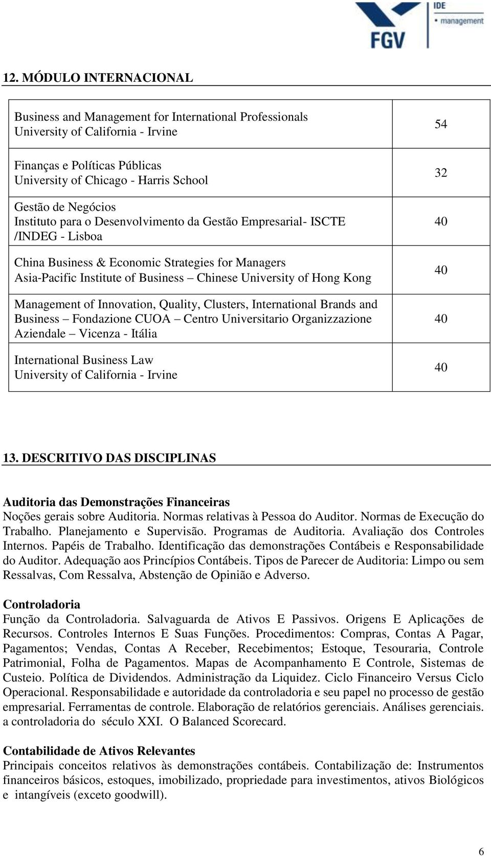 Kong Management of Innovation, Quality, Clusters, International Brands and Business Fondazione CUOA Centro Universitario Organizzazione Aziendale Vicenza - Itália International Business Law