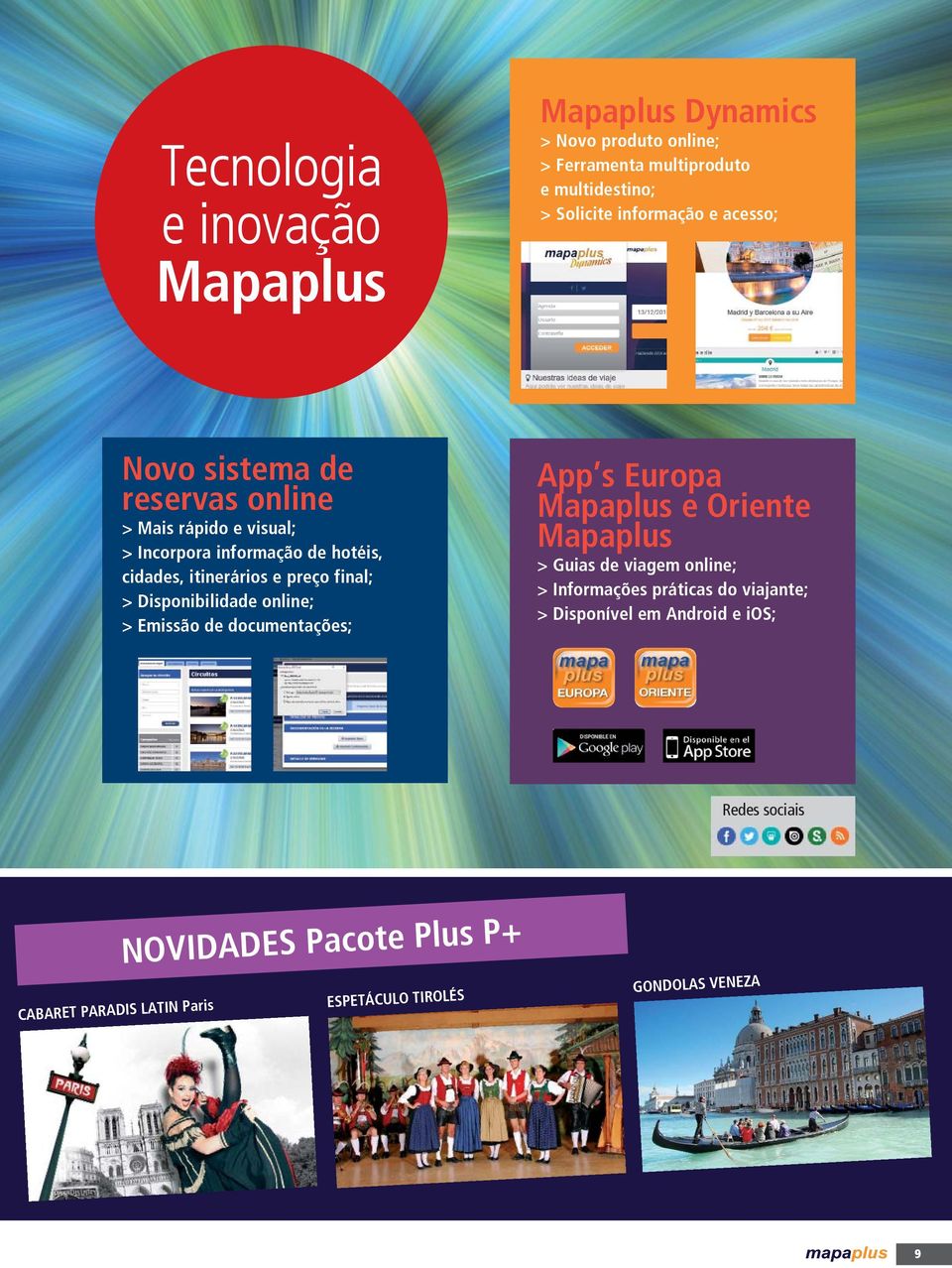Disponibilidade online; > Emissão de documentações; App s Europa Mapaplus e Oriente Mapaplus > Guias de viagem online; > Informações