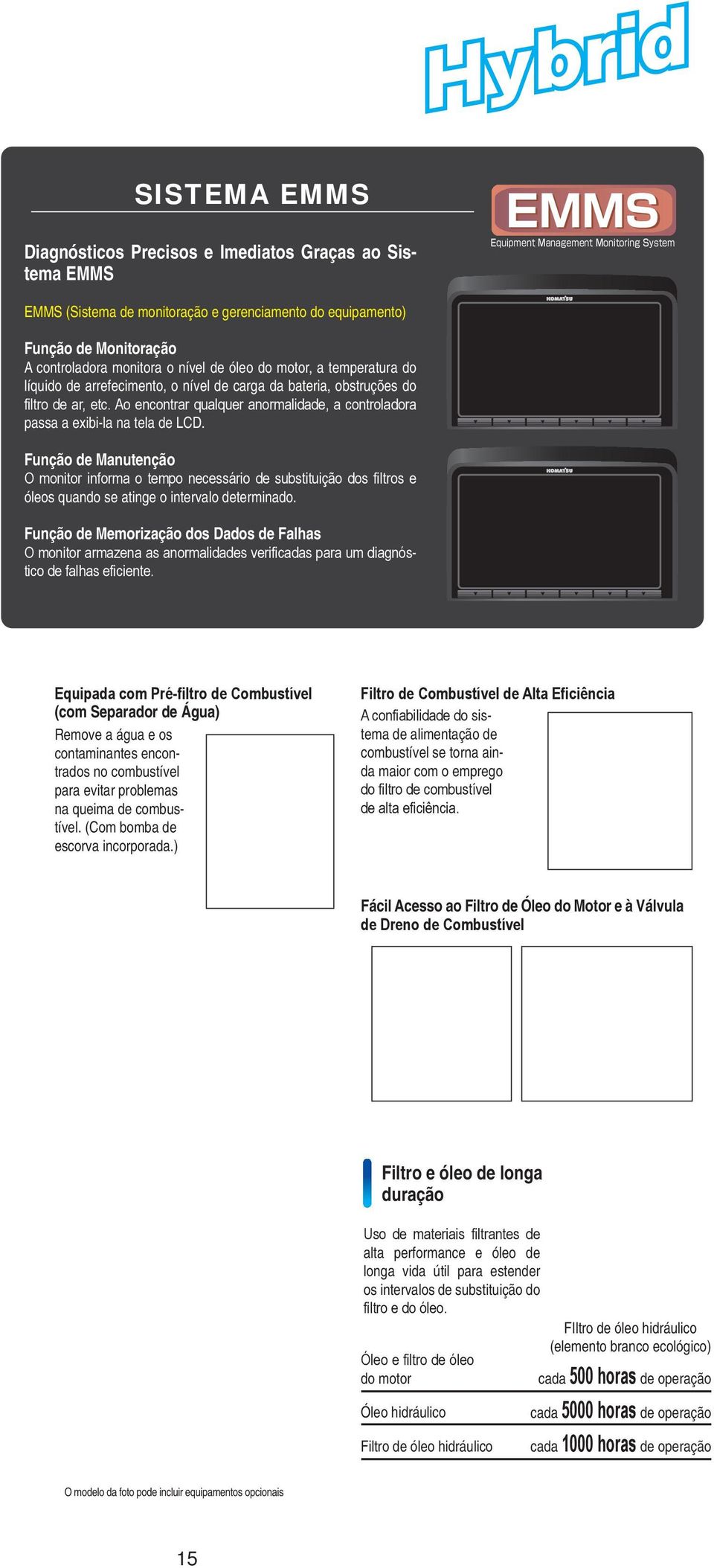 Função de Manutenção O monitor informa o tempo necessário de substituição dos filtros e óleos quando se atinge o intervalo determinado.