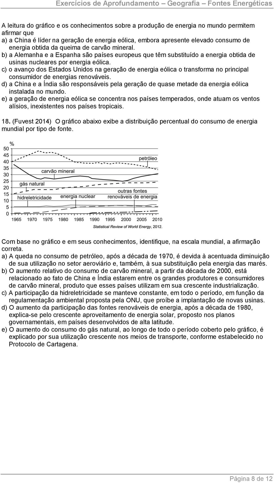 c) o avanço dos Estados Unidos na geração de energia eólica o transforma no principal consumidor de energias renováveis.