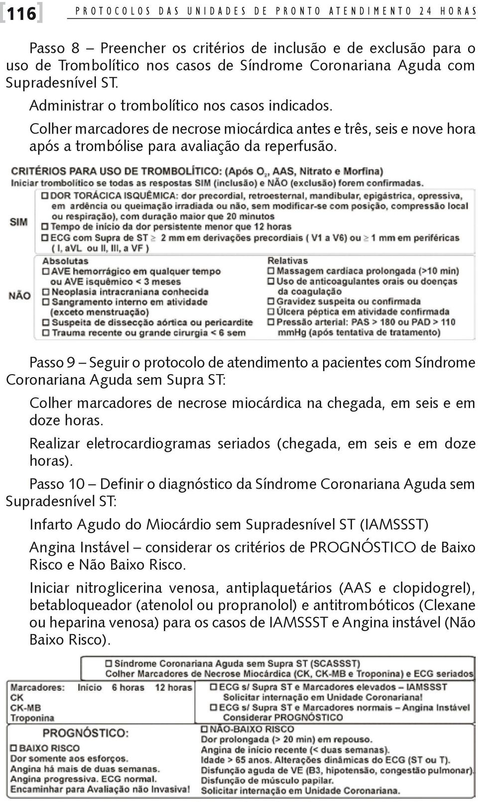 Colher marcadores de necrose miocárdica antes e três, seis e nove hora após a trombólise para avaliação da reperfusão.