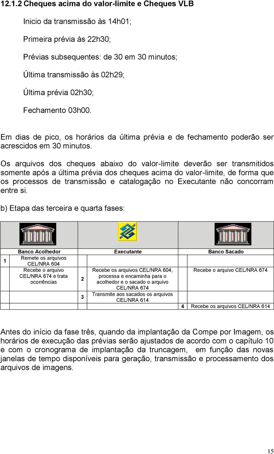 Os arquivos dos cheques abaixo do valor-limite deverão ser transmitidos somente após a última prévia dos cheques acima do valor-limite, de forma que os processos de transmissão e catalogação no