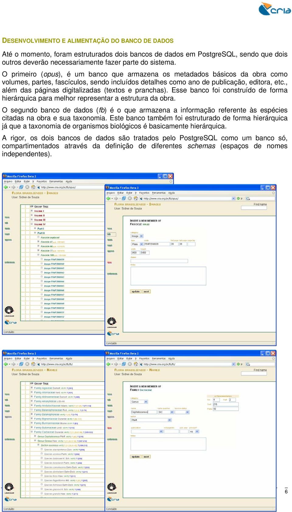 , além das páginas digitalizadas (textos e pranchas). Esse banco foi construído de forma hierárquica para melhor representar a estrutura da obra.