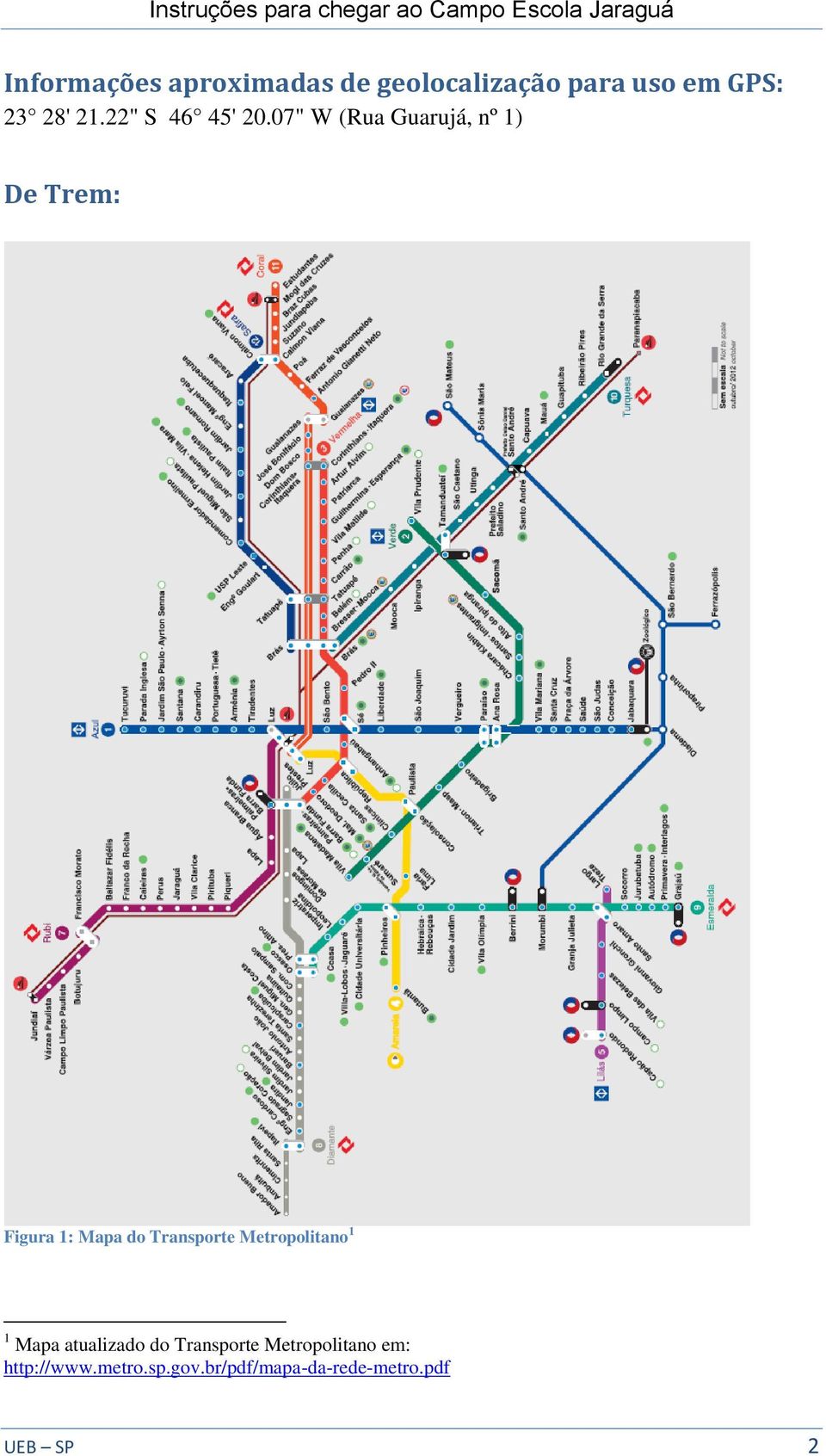 07" W (Rua Guarujá, nº 1) De Trem: Figura 1: Mapa do Transporte