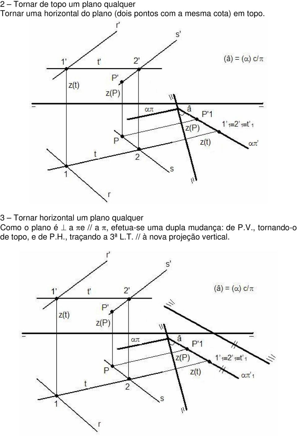 3 Tornar horizontal um plano qualquer Como o plano é a e // a,