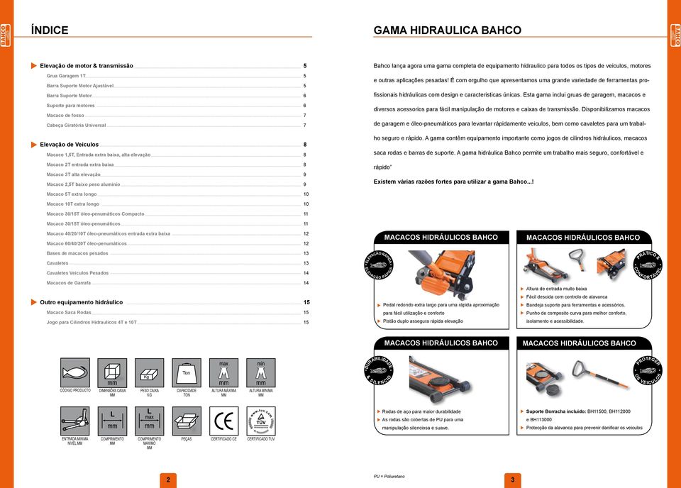 30/5T óleo-penumáticos Compacto Macaco 30/5T óleo-penumáticos 5 5 5 6 6 7 7 8 8 8 9 9 0 0 Bahco lança agora uma gama completa de equipamento hidraulico para todos os tipos de veiculos, motores e