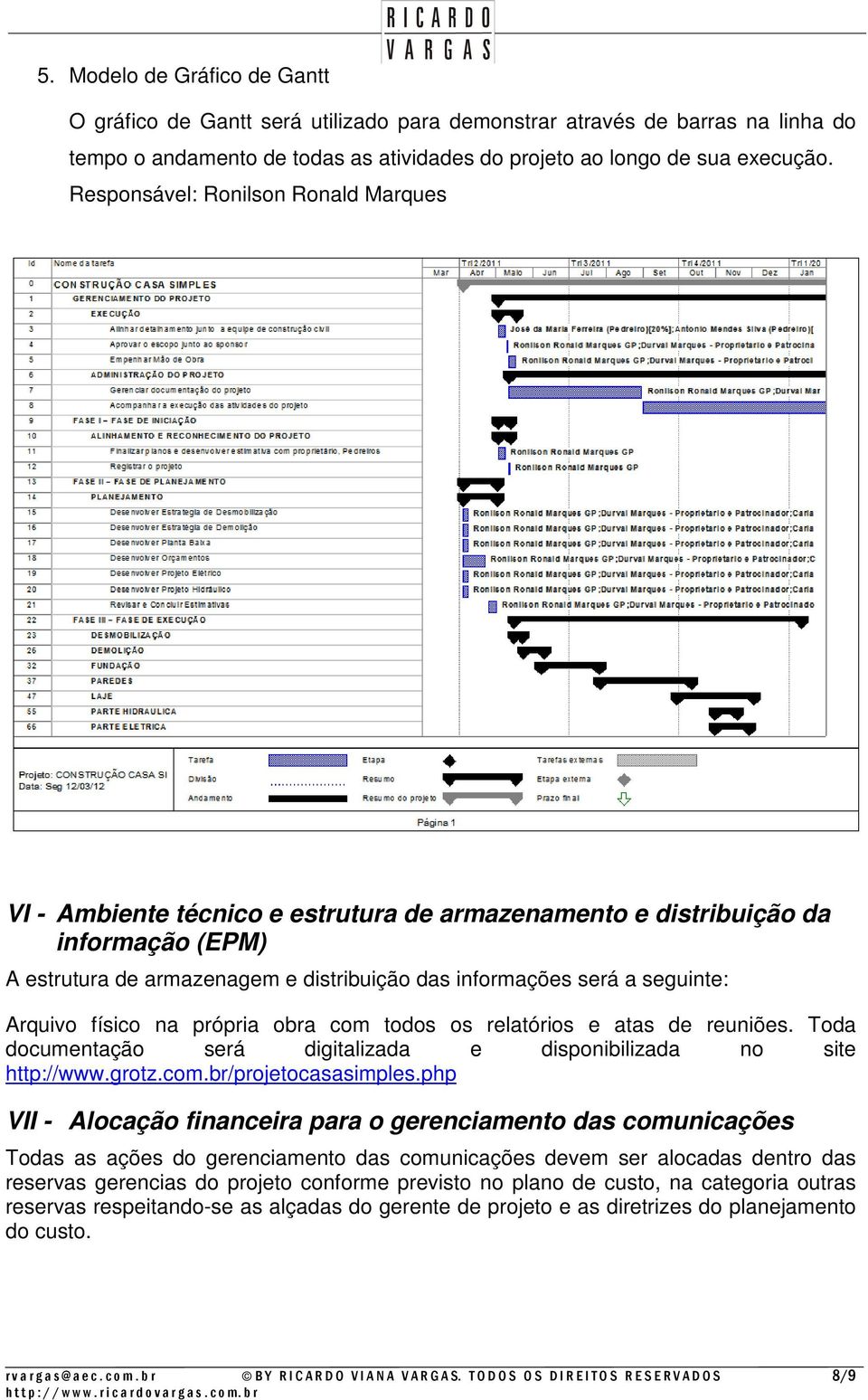 todos os relatórios e atas de reuniões. Toda documentação será digitalizada e disponibilizada no site http://www.grotz.com.br/projetocasasimples.