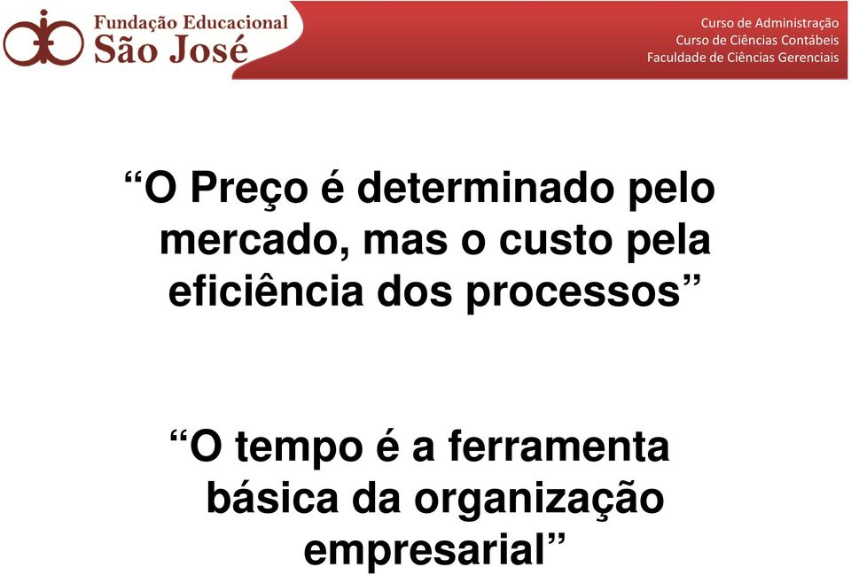 eficiência dos processos O tempo