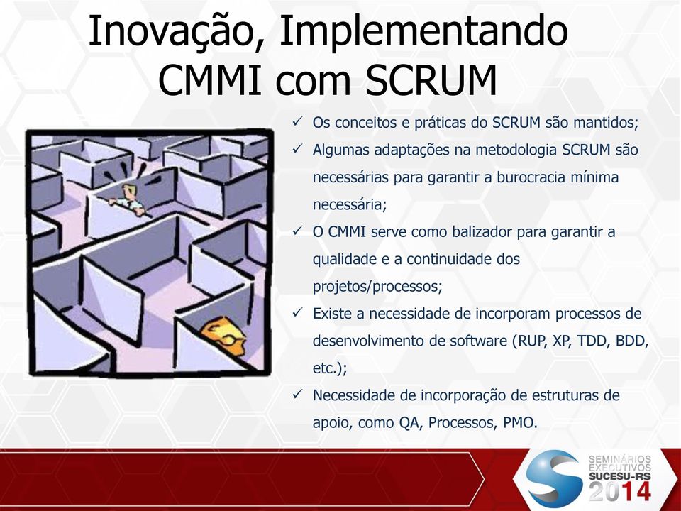 garantir a qualidade e a continuidade dos projetos/processos; Existe a necessidade de incorporam processos de