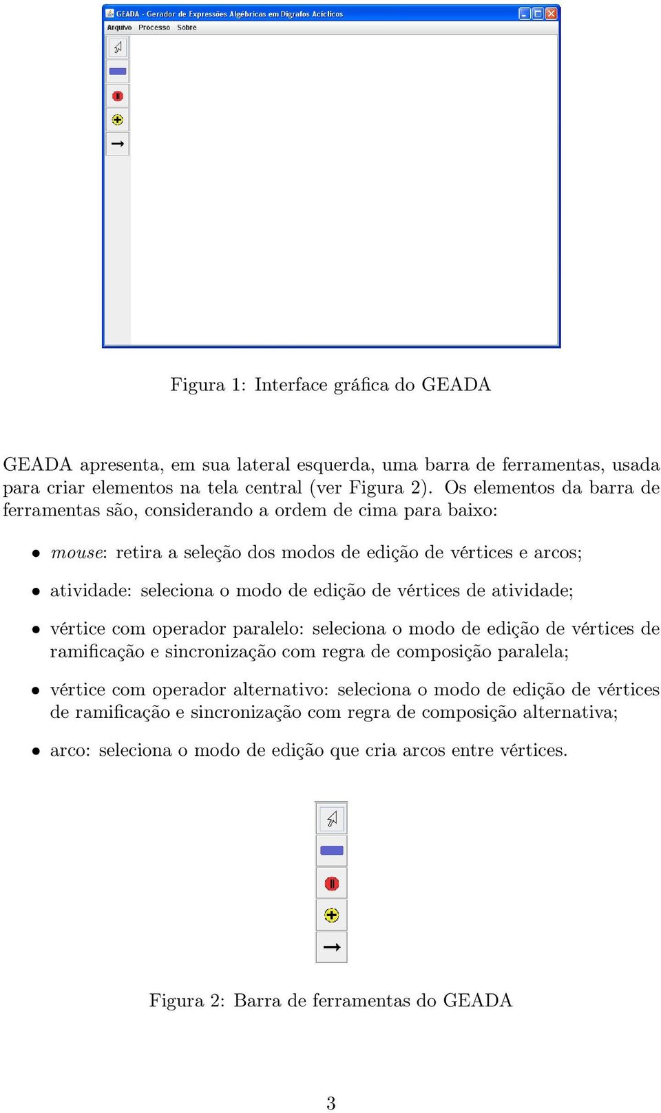 vértices de atividade; vértice com operador paralelo: seleciona o modo de edição de vértices de ramificação e sincronização com regra de composição paralela; vértice com operador