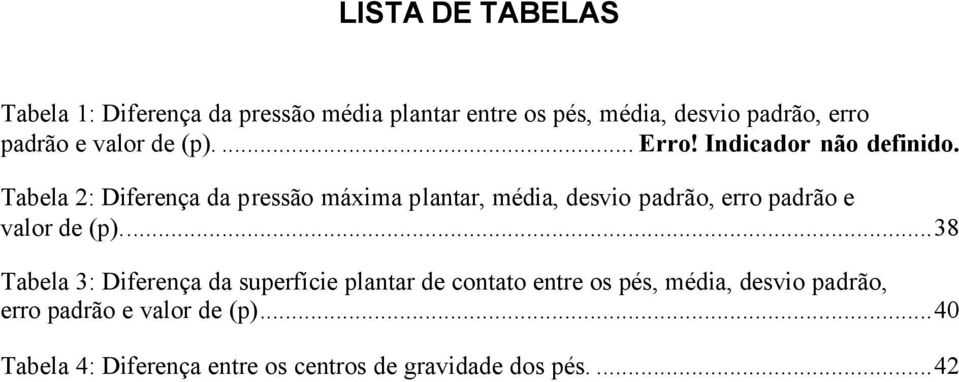 Tabela 2: Diferença da pressão máxima plantar, média, desvio padrão, erro padrão e valor de (p).