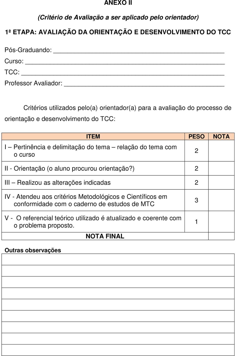 do tema relação do tema com o curso II - Orientação (o aluno procurou orientação?