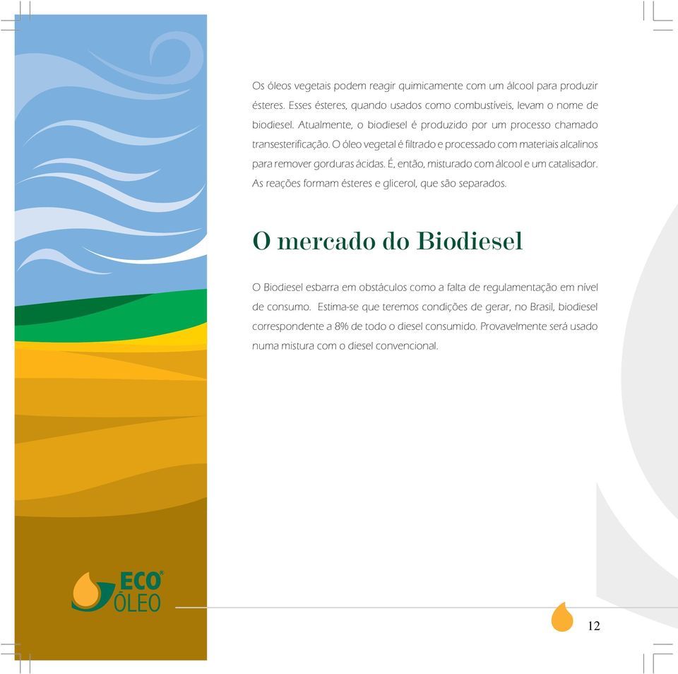 É, então, misturado com álcool e um catalisador. As reações formam ésteres e glicerol, que são separados.