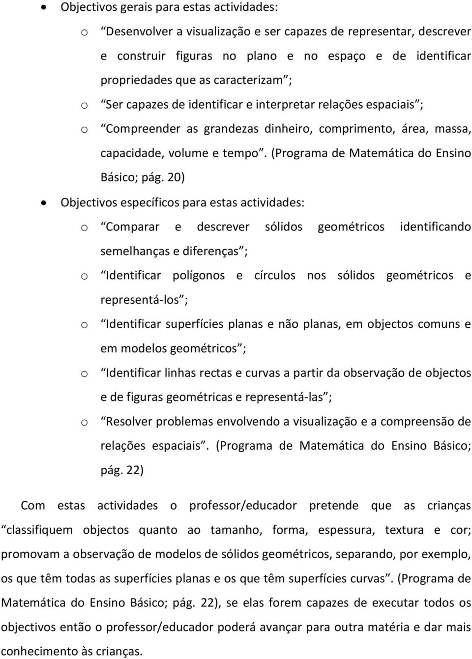 (Programa de Matemática do Ensino Básico; pág.