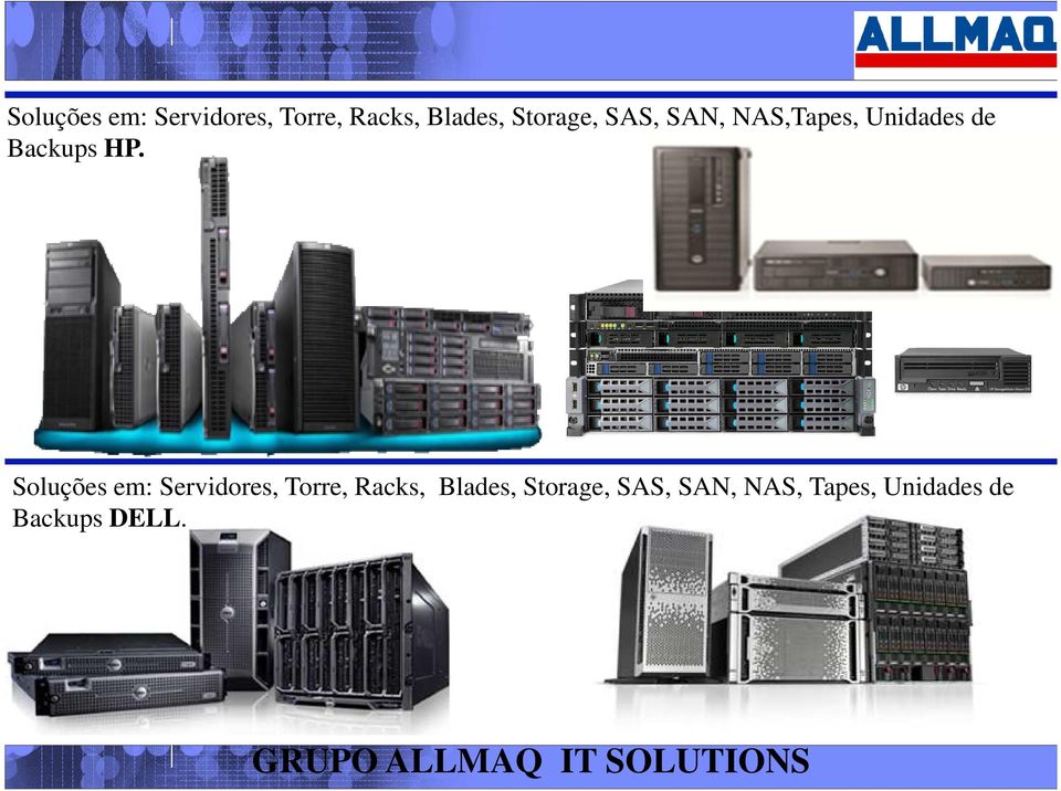 HP.  Storage, SAS, SAN, NAS, Tapes, Unidades de