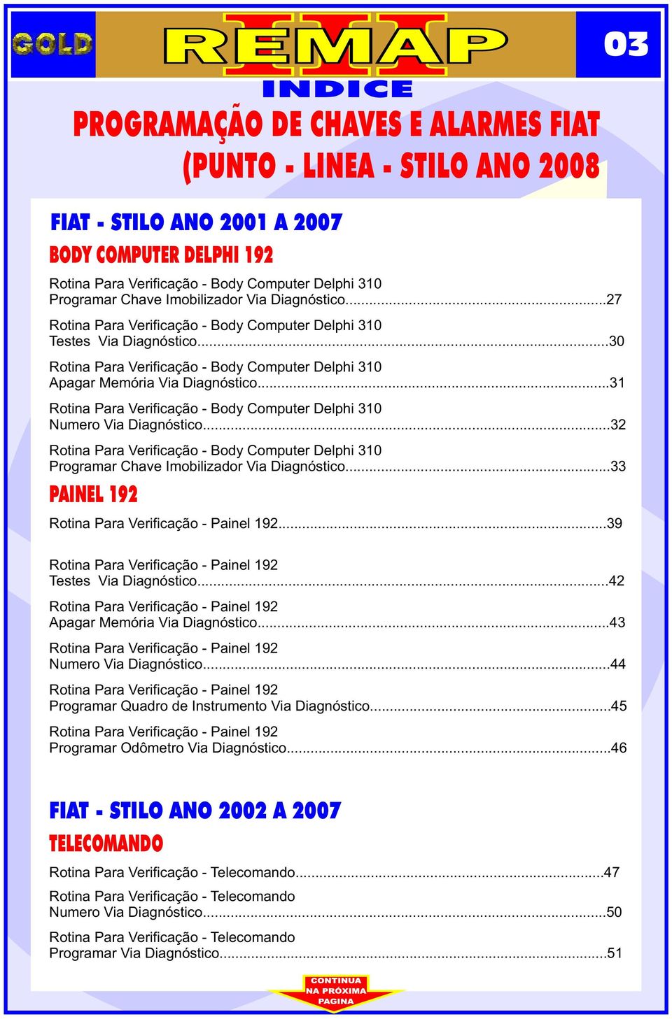 ..31 Rotna Para Verfcação - Body Computer Delph 310 Numero Va Dagnóstco...32 Rotna Para Verfcação - Body Computer Delph 310 Programar Chave Imoblzador Va Dagnóstco.