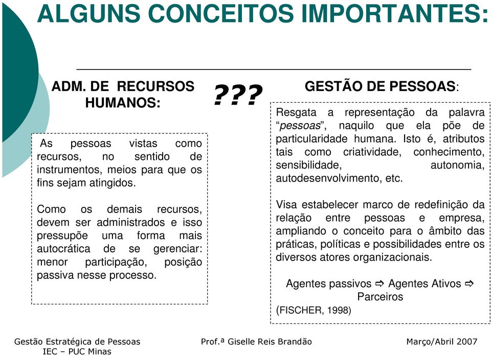 ??? GESTÃO DE PESSOAS: Resgata a representação da palavra pessoas, naquilo que ela põe de particularidade humana.