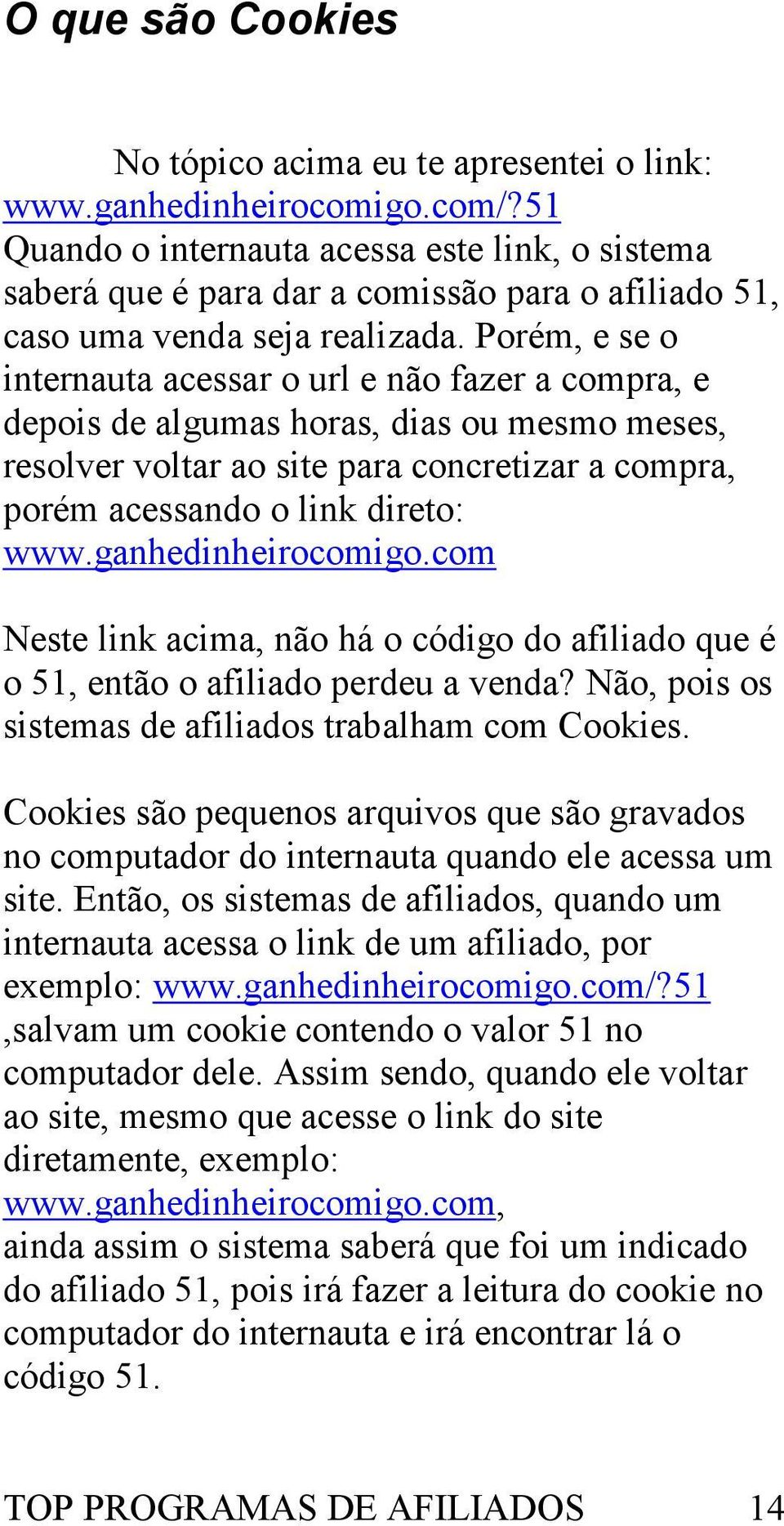 Porém, e se o internauta acessar o url e não fazer a compra, e depois de algumas horas, dias ou mesmo meses, resolver voltar ao site para concretizar a compra, porém acessando o link direto: www.