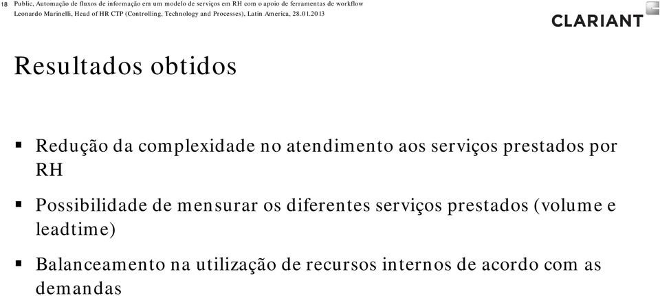 serviços prestados por RH Possibilidade de mensurar os diferentes serviços prestados