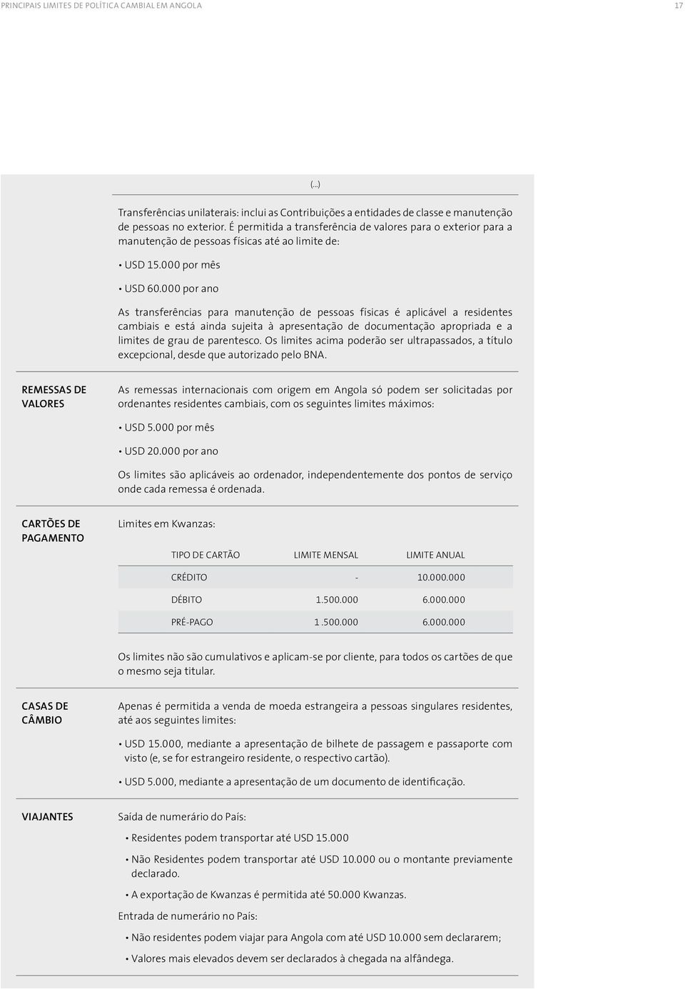 000 por ano As transferências para manutenção de pessoas físicas é aplicável a residentes cambiais e está ainda sujeita à apresentação de documentação apropriada e a limites de grau de parentesco.