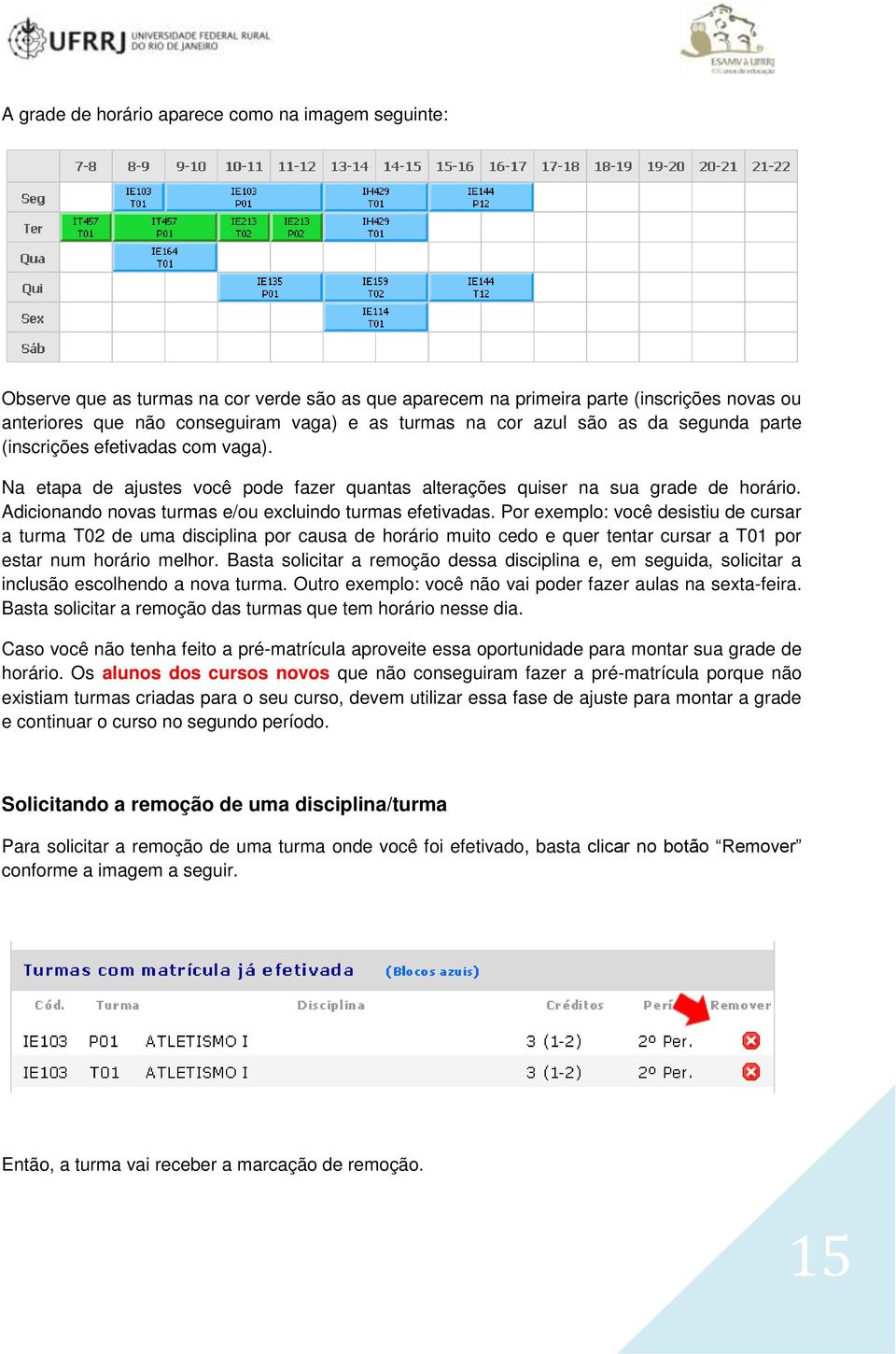 Adicionando novas turmas e/ou excluindo turmas efetivadas.