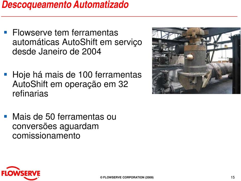 ferramentas AutoShift em operação em 32 refinarias Mais de 50