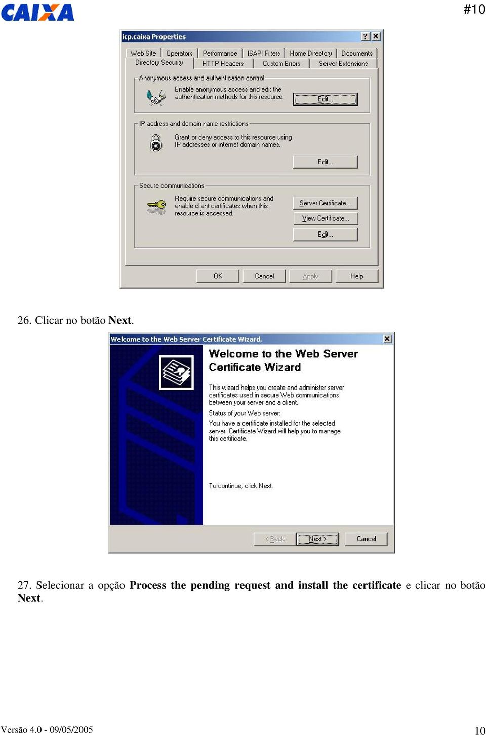 request and install the certificate e