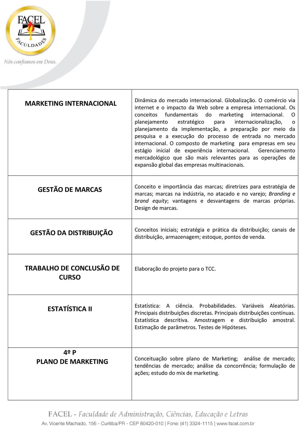 O composto de marketing para empresas em seu estágio inicial de experiência internacional.