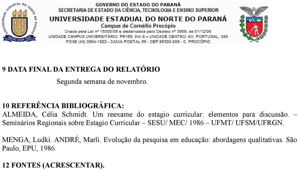 Um reexame do estagio curricular: elementos para discussão.