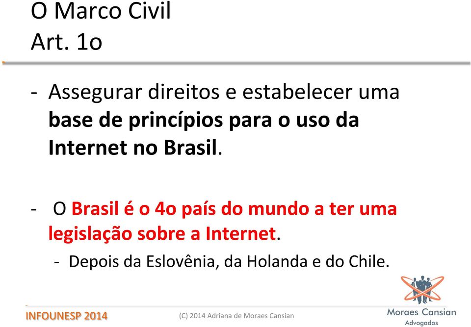 princípios para o uso da Internet no Brasil.