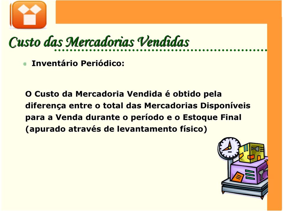 total das Mercadorias Disponíveis para a Venda durante o