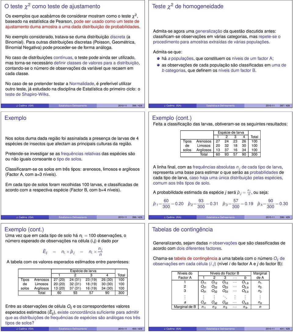 Para outras distribuições discretas (Poisso, Geométrica, Biomial Negativa) pode proceder-se de forma aáloga.