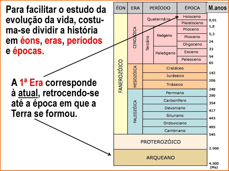 períodos e épocas. M.