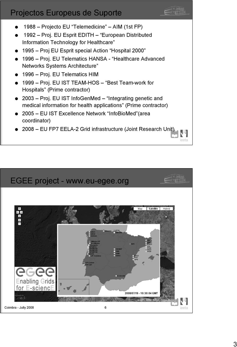 EU Telematics HANSA - Healthcare Advanced Networks Systems Architecture 1996 Proj. EU Telematics HIM 1999 Proj.