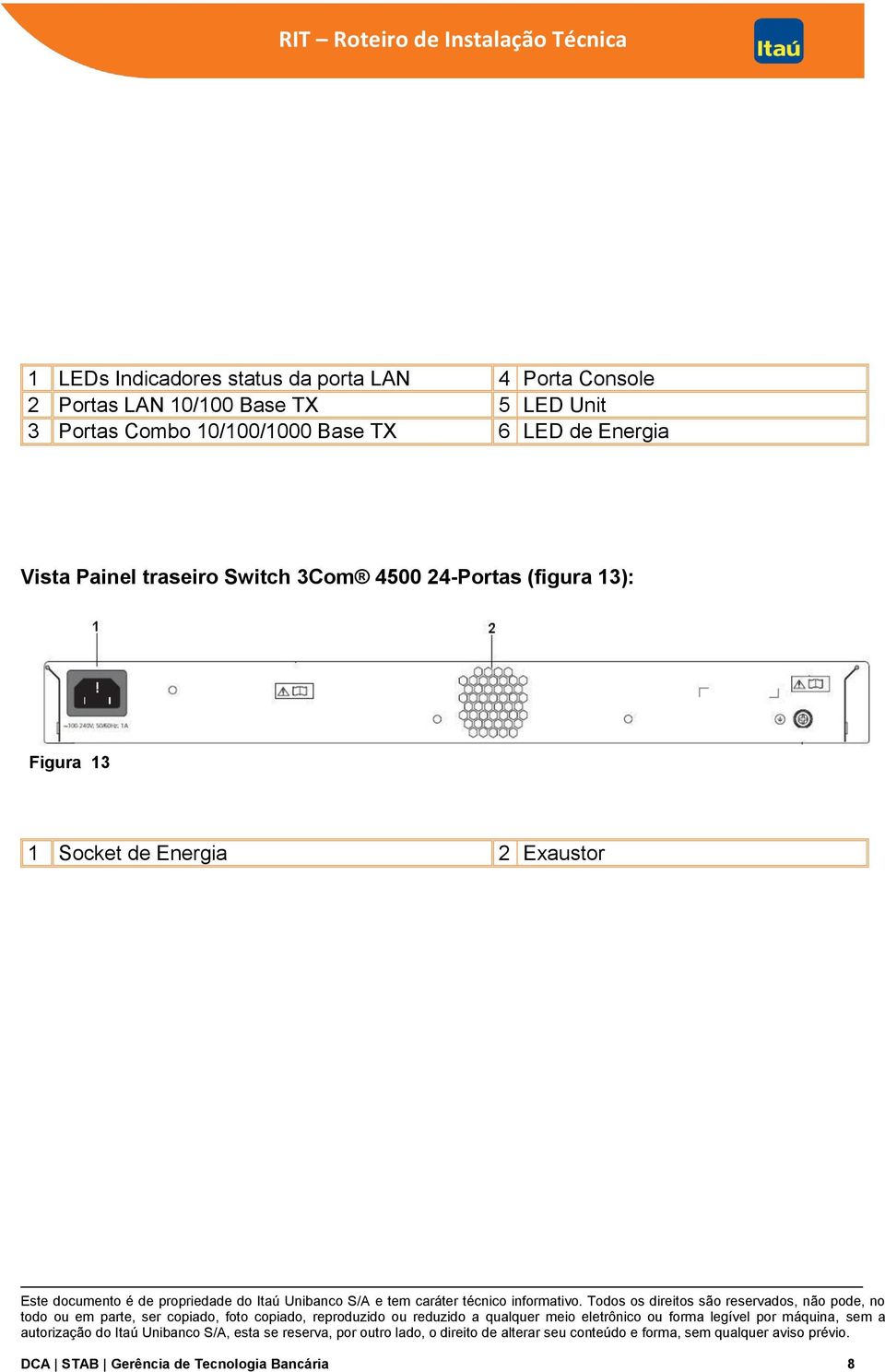 Energia Vista Painel traseiro Switch 3Com 4500 24-Portas (figura 13):