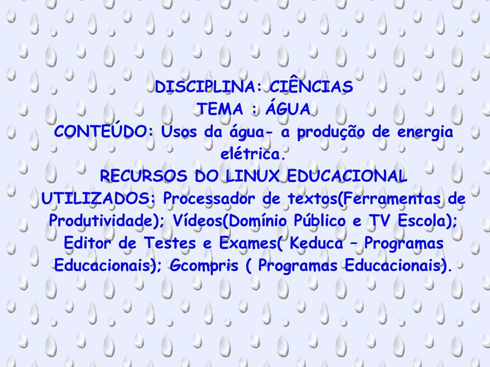 RECURSOS DO LINUX EDUCACIONAL UTILIZADOS: Processador de textos(ferramentas de