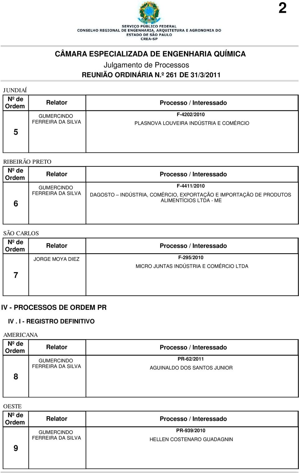 7 F-295/2010 MICRO JUNTAS INDÚSTRIA E COMÉRCIO LTDA IV - PROCESSOS DE ORDEM PR IV.