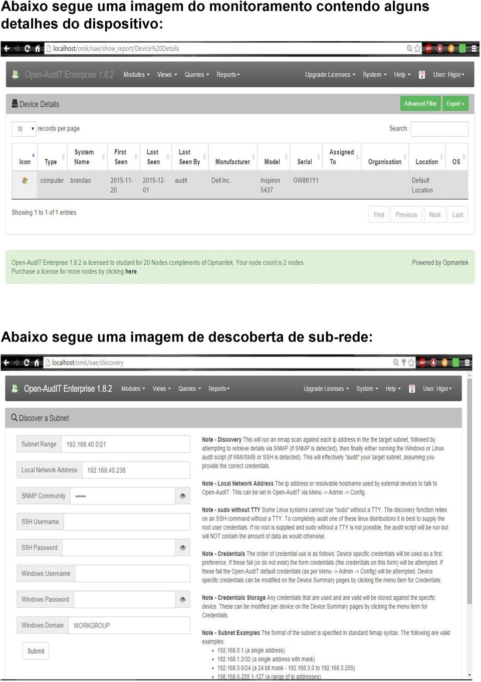 detalhes do dispositivo: Abaixo