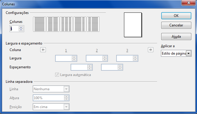 Clicar para escolher uma das opções de número de colunas Figura 9.2 Colunas no Microsoft Office: Figura 9.