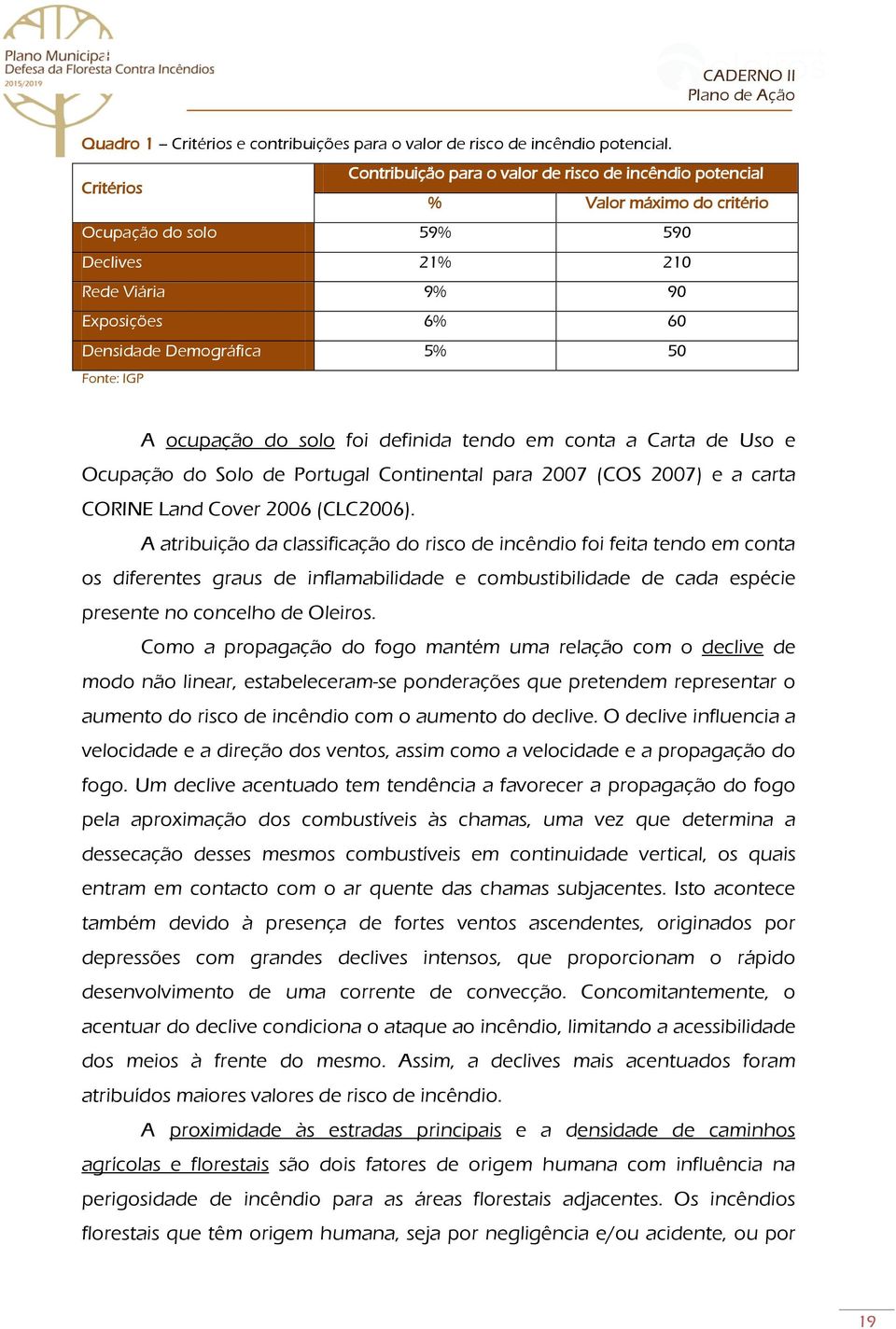 Fonte: IGP A ocupação do solo foi definida tendo em conta a Carta de Uso e Ocupação do Solo de Portugal Continental para 2007 (COS 2007) e a carta CORINE Land Cover 2006 (CLC2006).